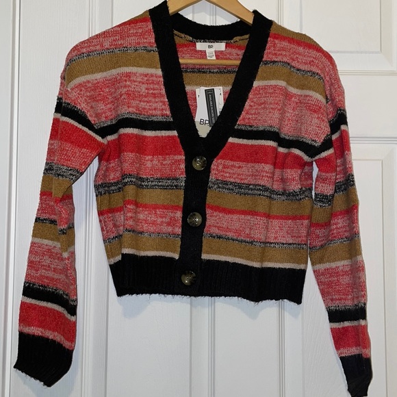 BP black marl striped crop cardi recycled - Picture 2 of 7